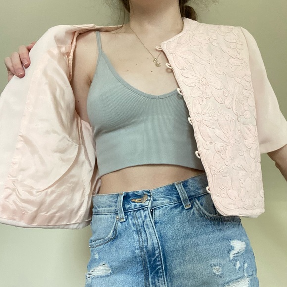 Vintage Maggie London floral embroidered pink jacket size 8 - Picture 2 of 7